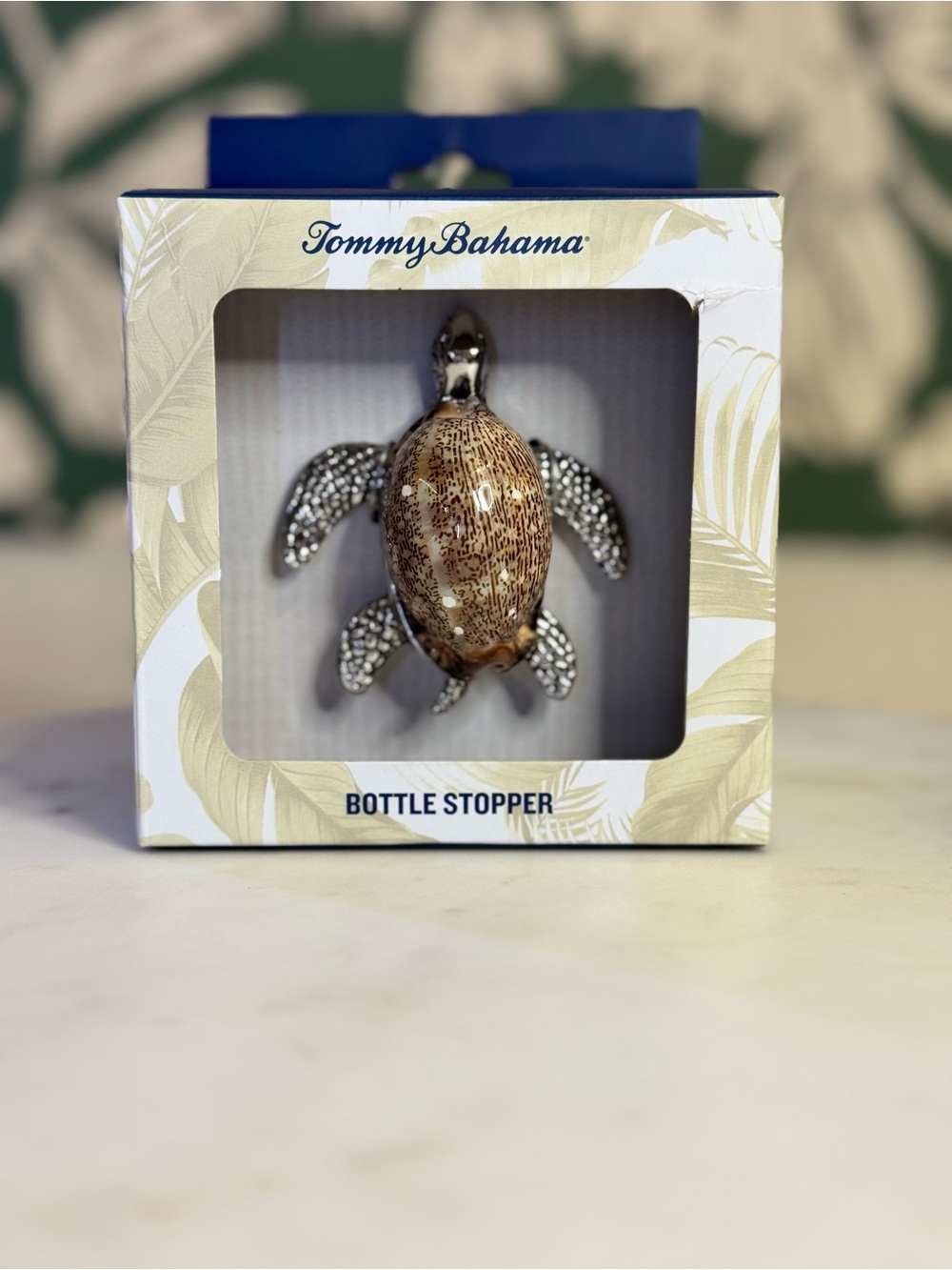 Tommy Bahama Sea Turtle Bottle Stopper - Brown and Silver NWT